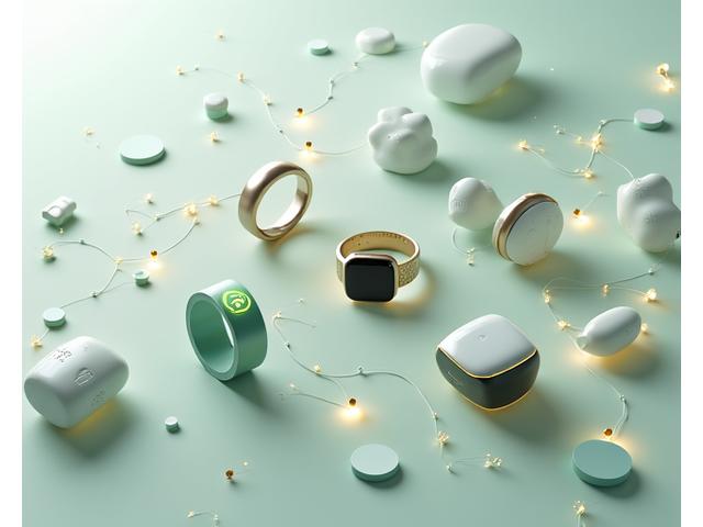 Vari dispositivi wearable e gadget tecnologici per il benessere, disposti su una superficie pulita a rappresentare l'intersezione tra tecnologia e salute. Eco Alata.