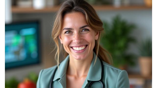 Ritratto di una nutrizionista sorridente di Eco Alata.