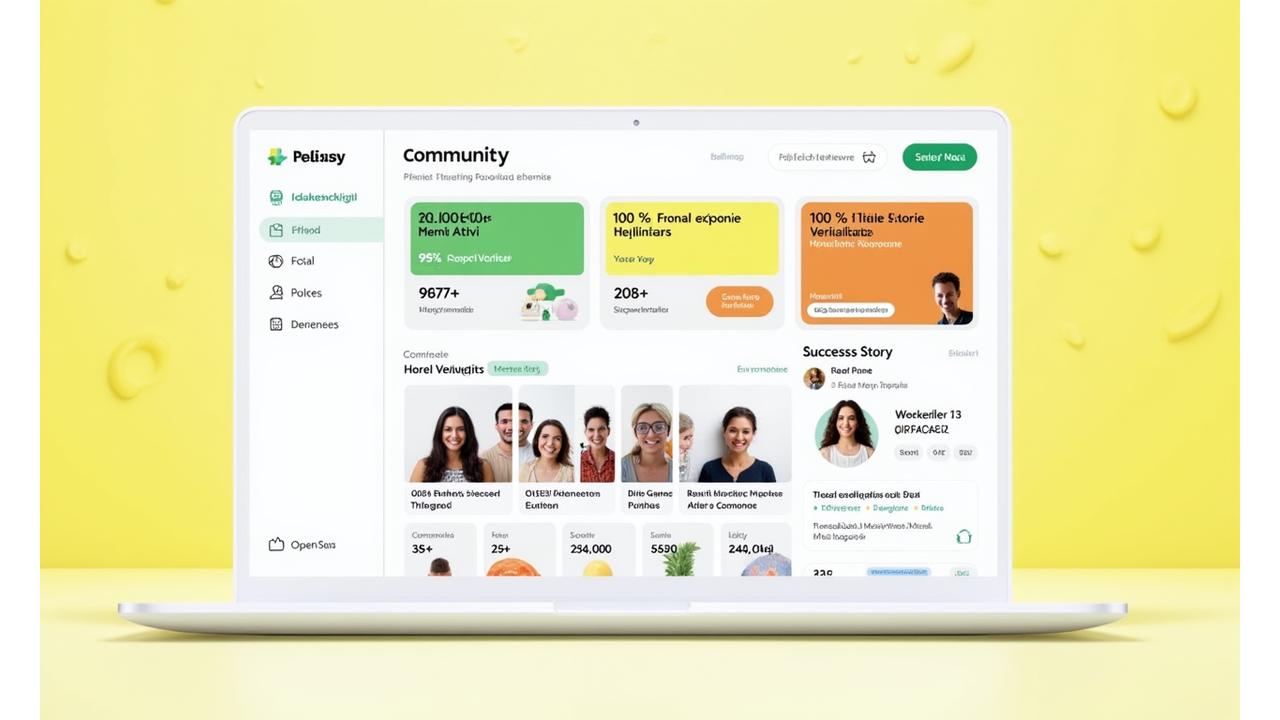 Dashboard con statistiche in tempo reale e carosello di storie di successo della community Eco Alata
