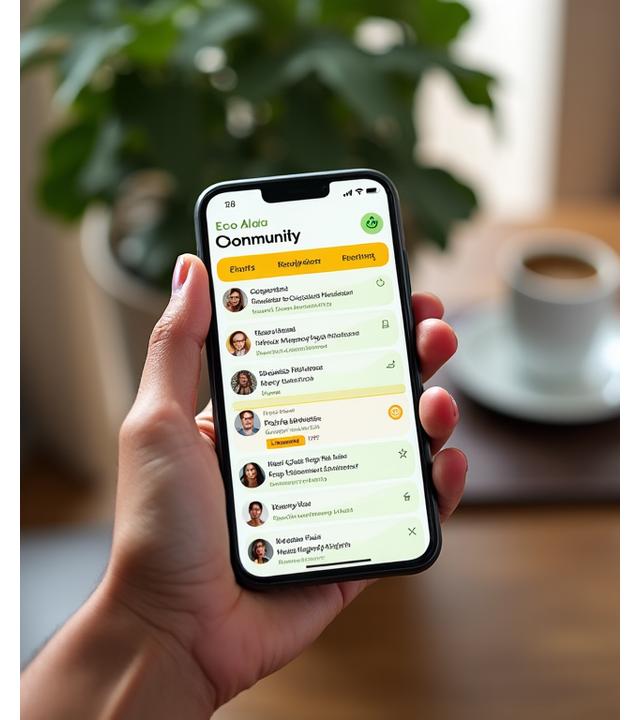 Schermata dell'app mobile Eco Alata con feed della community e notifiche