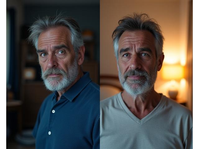 Foto prima e dopo di Luca: prima stressato, dopo sereno e rilassato